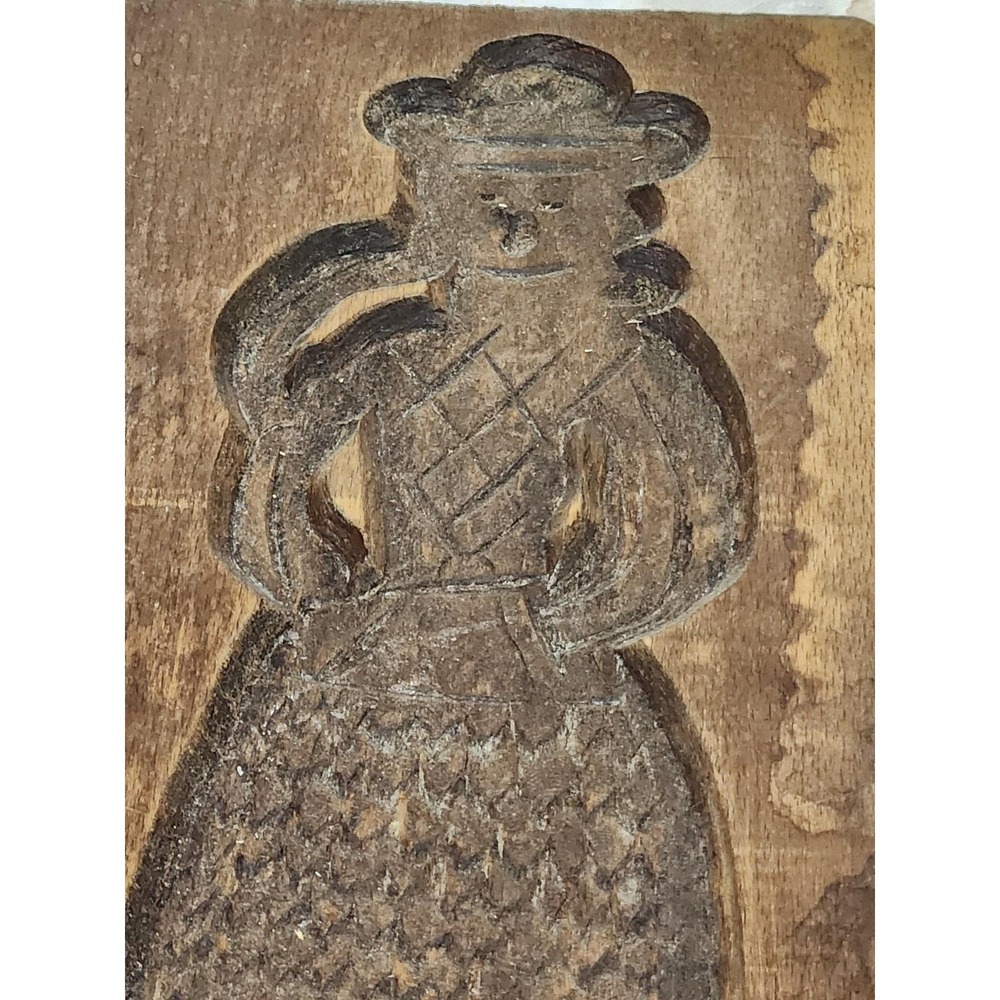 Vintage Antique Dutch Hand-Carved‎ Wood Speculaas Springerle Cookie Mold Figure